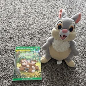 Disney Thumper Gray and Cream Plush Toy and Book with CD